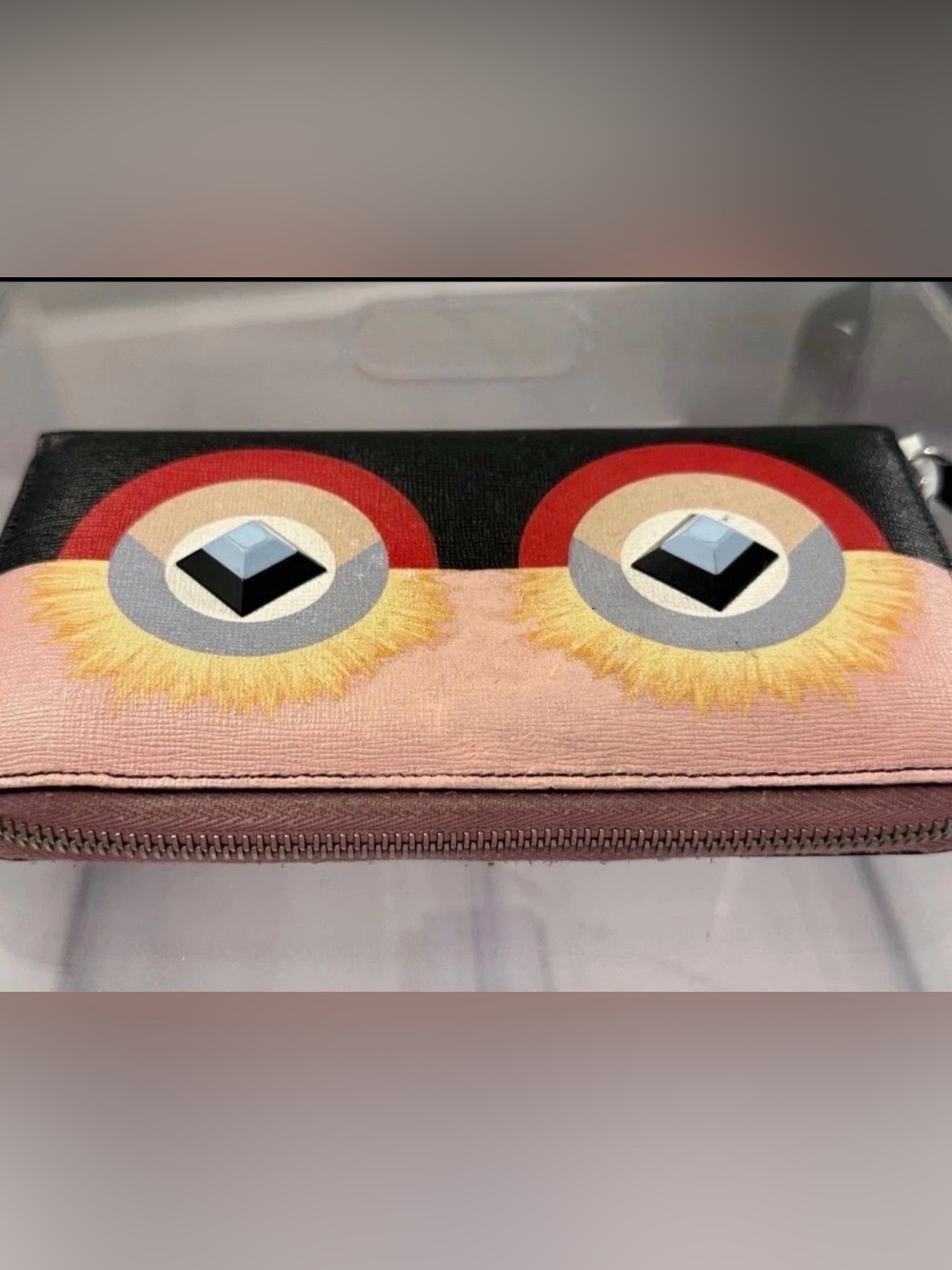 Fendi by Monster Black and Pink Decorative Women's Clutch Wallet - Picture 5 of 6